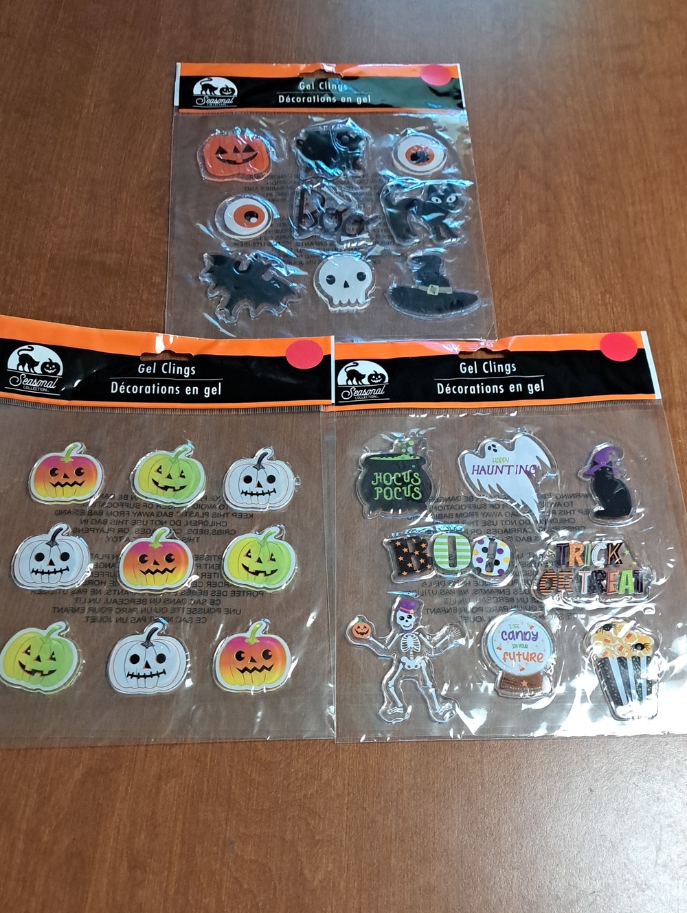 Seasonal Gel Clings Halloween Decorative Window Stickers - Orange & Black